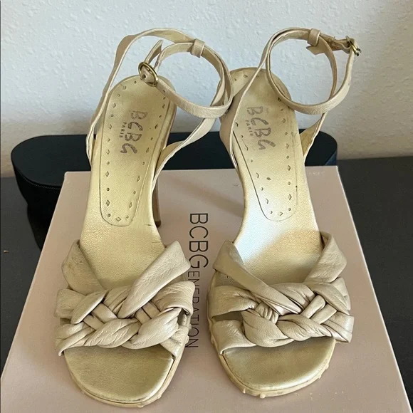 BCBG Women's Cream Braided Heels - Picture 1 of 5